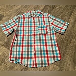 Boys plaid flannel short sleeve button up shirt sz 10